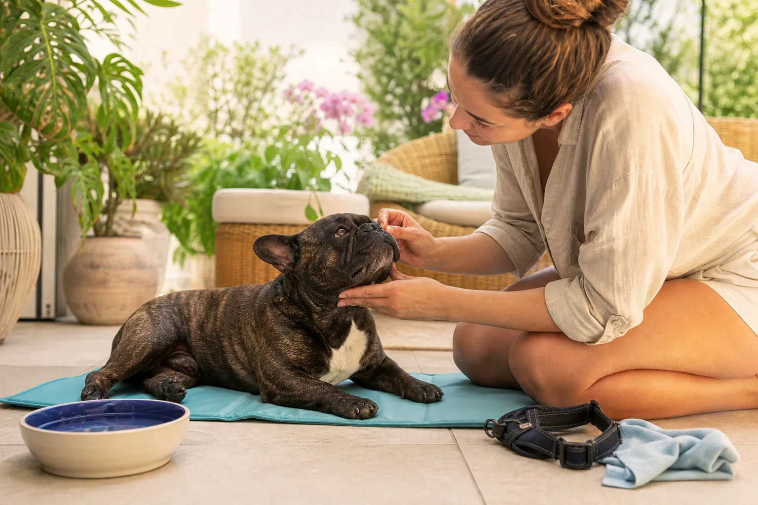 Controllare respirazione, temperatura e comfort fa parte della cura quotidiana del Bouledogue francese