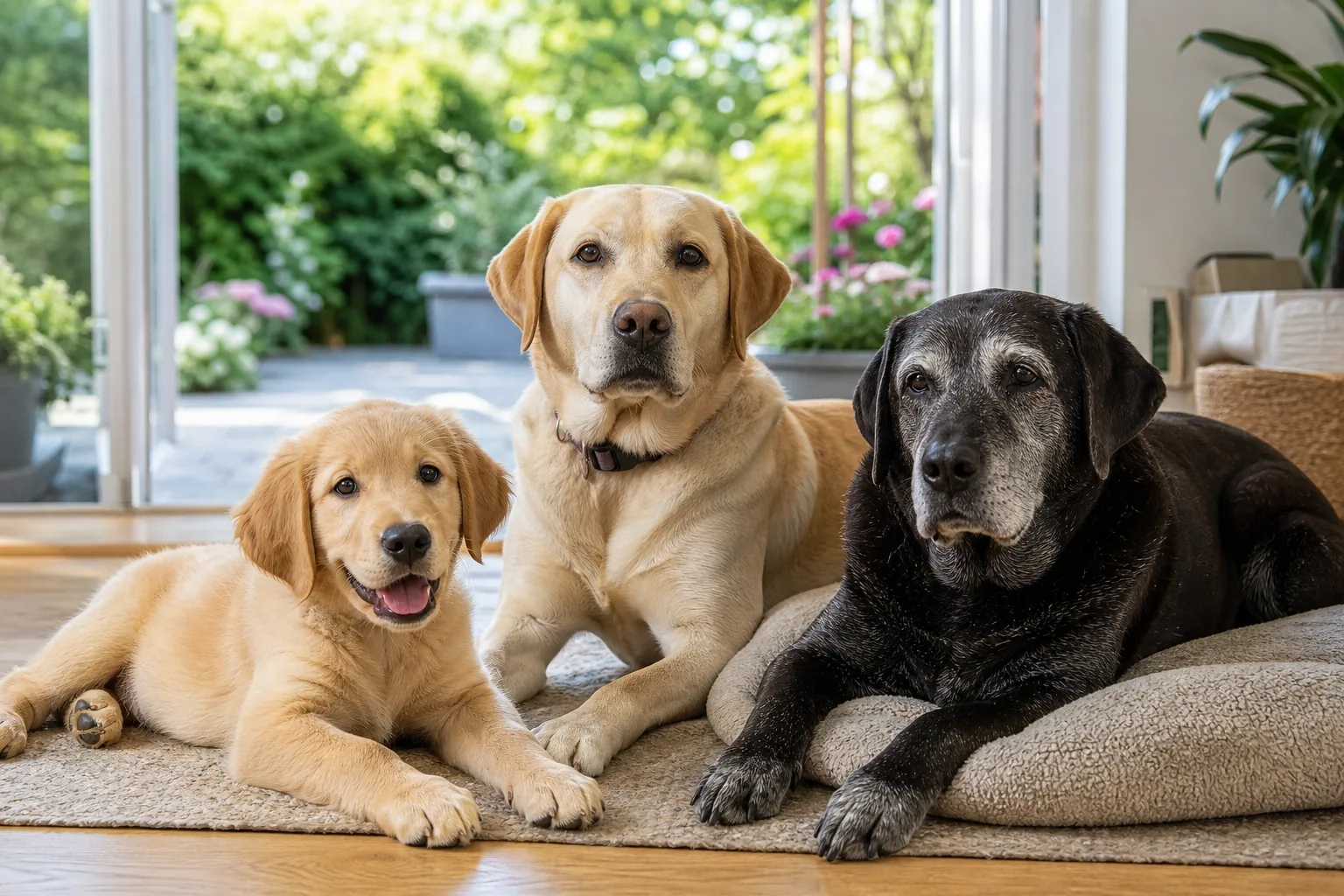Cucciolo, cane adulto e cane anziano rappresentano diverse fasi della vita