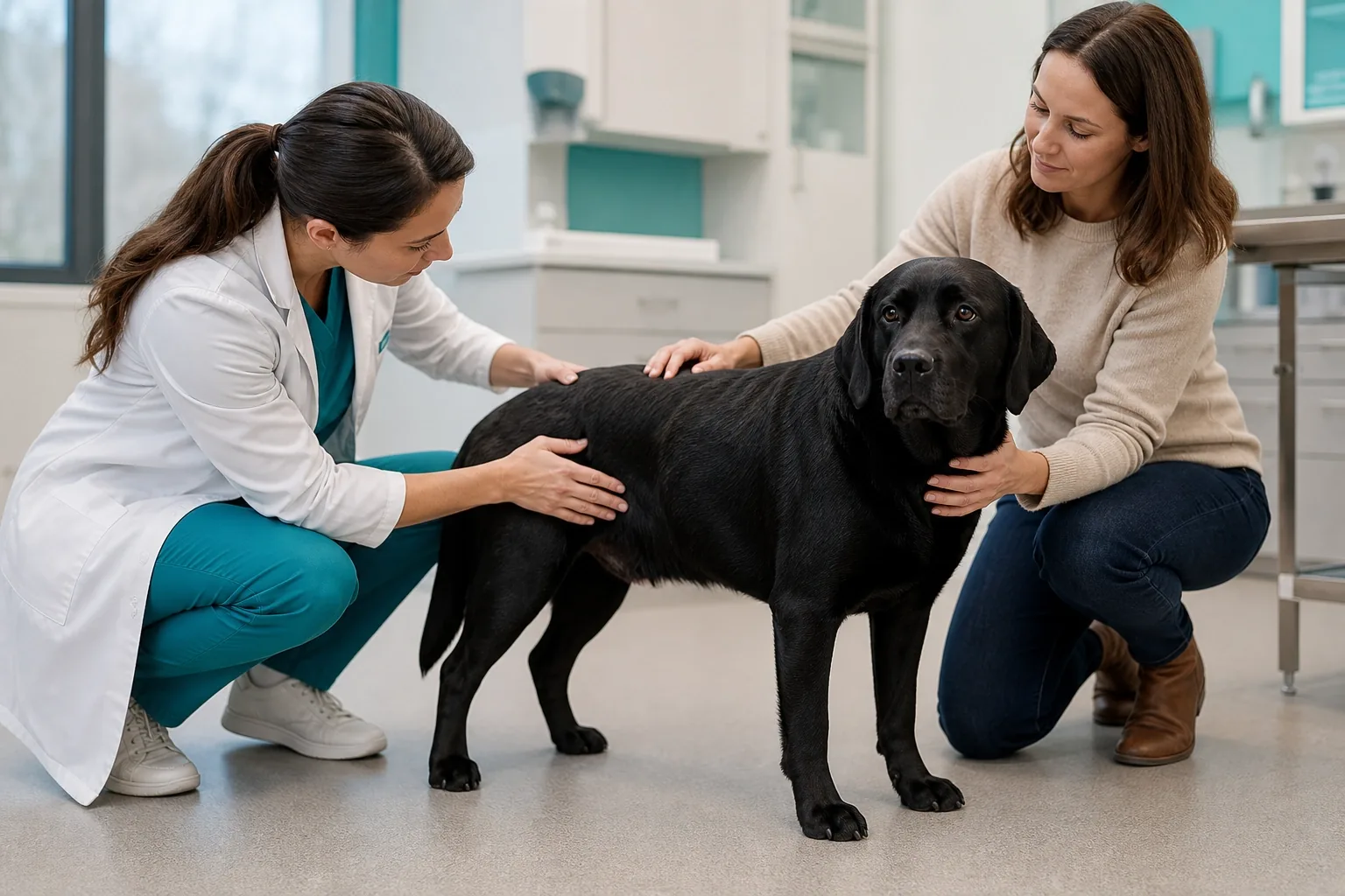 Valutazione della condizione corporea in un Labrador Retriever